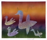 Artist: b'Dougal, Martin.' | Title: b'Ducks' | Date: 1986 | Technique: b'relief-print, printed in colour, from cut carboard matrix'
