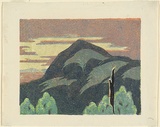 Artist: b'Pye, Mabel.' | Title: b'Blue Dandenong.' | Date: c.1935 | Technique: b'linocut, printed in colour, from multiple blocks'