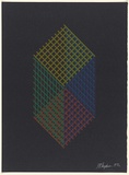 Artist: b'Flugelman, Bert.' | Title: b'(Cube in mesh).' | Date: 1972 | Technique: b'screenprint, printed in colour, from six stencils' | Copyright: b'\xc2\xa9 Bert Flugelman'