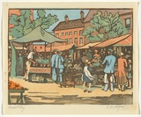 Artist: Allport, C.L. | Title: Market Day. | Date: c.1930 | Technique: linocut, printed in colour, from mutliple blocks