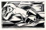 Artist: b'WARREN, Alan' | Title: b'Sleeping figure' | Date: 1977 | Technique: b'linocut, printed in black ink, from one block'