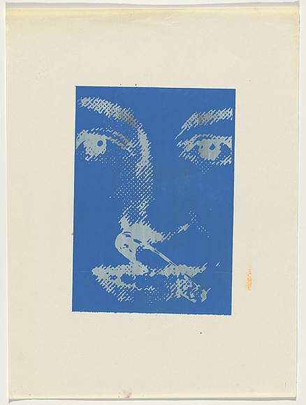 Artist: b'Johnson, Tim.' | Title: b'Face with safety pin' | Date: 1979 | Technique: b'screenprint, printed in colour, from multiple stencils' | Copyright: b'\xc2\xa9 Tim Johnson'