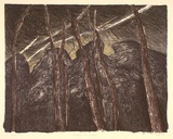 Artist: Trenfield, Wells. | Title: Outside in a storm | Date: 1984 | Technique: lithograph, printed in colour, from two stones