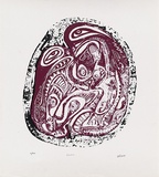 Artist: b'Lasisi, David.' | Title: b'Faces' | Date: 1976 | Technique: b'screenprint, printed in colour, from two stencils'