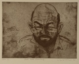 Artist: b'Lincoln, Kevin.' | Title: b'Rick Amor drawing' | Date: 1998, March | Technique: b'etching, printed in black ink with plate-tone, from one plate'