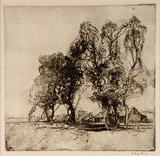 Artist: LONG, Sydney | Title: Hawkesbury landscape | Date: 1924 | Technique: line-etching and aquatint, printed in black ink, from one copper plate | Copyright: Reproduced with the kind permission of the Ophthalmic Research Institute of Australia