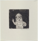 Artist: b'WILLIAMS, Fred' | Title: b'Isobel in her playsuit' | Date: 1964-65 | Technique: b'etching, drypoint, flat biting, printed in black ink, from one copper plate' | Copyright: b'\xc2\xa9 Fred Williams Estate'