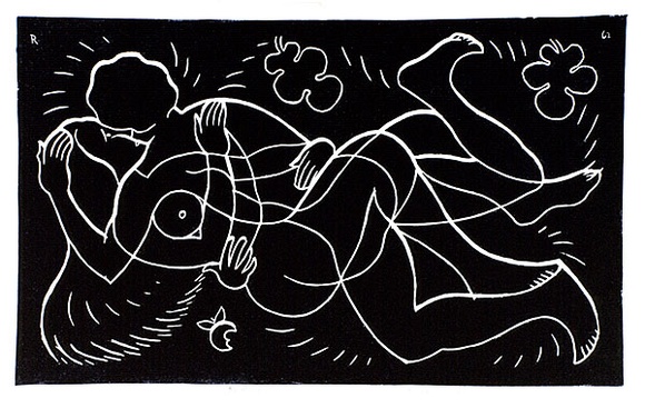 Artist: b'Hawkins, Weaver.' | Title: b'Adam and Eve' | Date: 1962 | Technique: b'linocut, printed in black ink, from one block' | Copyright: b'The Estate of H.F Weaver Hawkins'