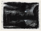 Artist: b'AMOR, Rick' | Title: b'not titled (dark landscape).' | Date: 1989 | Technique: b'monotype, printed in black ink, from one plate; gouache addition'