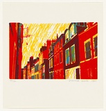 Artist: Wells, Dianna. | Title: not titled [streetscape] | Date: 1980 | Technique: photo-screenprint, printed in colour, from three stencils