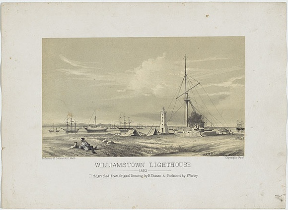 Artist: Turner, Charles. | Title: Williamstown Lighthouse | Date: 1853 | Technique: lithograph, printed in black ink, from one stone; cream tint-stone