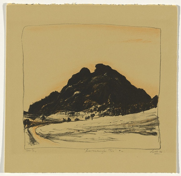 Artist: b'Trenfield, Wells.' | Title: b'Warrumbungles too #1' | Date: 1986 | Technique: b'lithograph, printed in colour, from two stones'