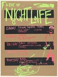 Artist: b'UNKNOWN' | Title: b'A bit of night life' | Date: c.1979 | Technique: b'screenprint, printed in colour, from multiple stencils'