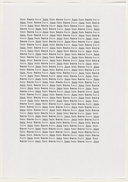 Artist: b'SELENITSCH, Alex' | Title: b'not titled [burn].' | Date: 1998 | Technique: b'laserprints/photocopy, printed in black ink'