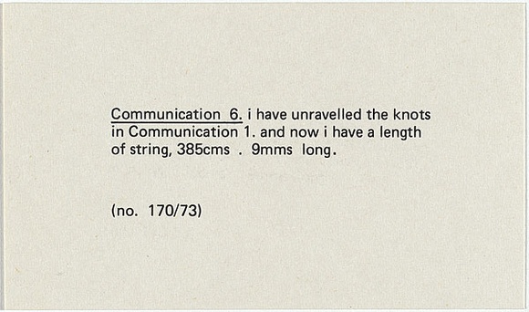 Artist: b'PARR, Mike' | Title: b'Communication 6' | Date: 1973 | Technique: b'typewritten text, in black ink'