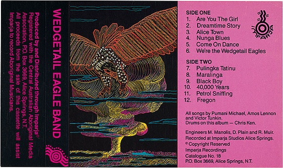 Artist: b'REDBACK GRAPHIX' | Title: b'Cassette cover: Wedgetail Eagle Band' | Date: 1980 | Technique: b'offset-lithograph, printed in four colour'