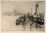 Artist: LONG, Sydney | Title: The Thames from Waterloo Bridge | Date: (1919) | Technique: line-etching, printed in black ink with plate-tone, from one copper plate | Copyright: Reproduced with the kind permission of the Ophthalmic Research Institute of Australia