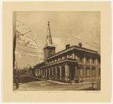 Artist: b'GRIFFITH, Pamela' | Title: b'The Supreme Court, Sydney' | Date: 1982 | Technique: b'hardground-etching, aquatint and burnishing, printed in warm black ink, from one zinc plate' | Copyright: b'\xc2\xa9 Pamela Griffith'