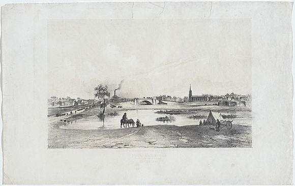 Artist: b'Thomas, Edmund.' | Title: bPrince's Bridge | Date: 1853 | Technique: b'lithograph, printed in colour, from two stones; black ink and light cream tint stone'