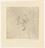 Artist: b'WILLIAMS, Fred' | Title: b'Frog' | Date: 1966 | Technique: b'drypoint, printed in black ink, from one copper plate' | Copyright: b'\xc2\xa9 Fred Williams Estate'