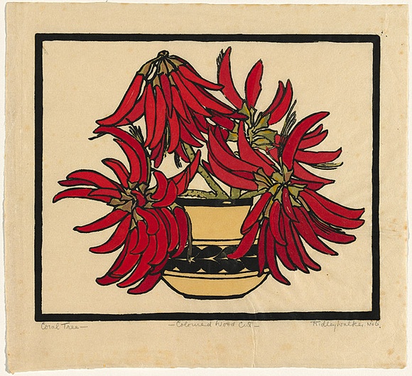 Title: b'Coral tree' | Date: c.1930 | Technique: b'woodcut, printed in colour, from multiple blocks'