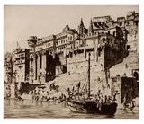 Artist: LINDSAY, Lionel | Title: Palaces, Benares | Date: 1930 | Technique: drypoint, printed in brown ink, from one plate | Copyright: Courtesy of the National Library of Australia