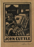 Artist: FEINT, Adrian | Title: Bookplate: John Cuttle. | Date: (1927) | Technique: wood-engraving, printed in black ink, from one block | Copyright: Courtesy the Estate of Adrian Feint
