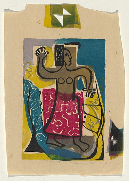 Artist: b'Brash, Barbara.' | Title: b'<p>Native dancer</p>' | Date: 1953 | Technique: b'screenprint, printed in colour, from five stencils'