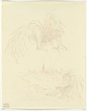 Artist: b'BOYD, Arthur' | Title: b'Flying figure and landscape.' | Date: 1960-70 | Technique: b'transfer drawing' | Copyright: b'Reproduced with permission of Bundanon Trust'