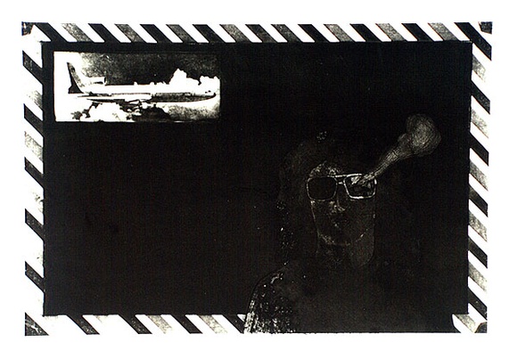 Artist: b'SHOMALY, Alberr' | Title: b'Airmail series 1' | Date: 1973 | Technique: b'etching, aquatint, engraving and drypoint, printed in black ink, from one photo-copper plate'