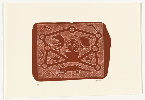 Artist: b'Backstrom, Barbara.' | Title: b'Wandjina - Creation ancestor' | Date: c.1992 | Technique: b'lithograph, printed in brown ink, from one stone,'