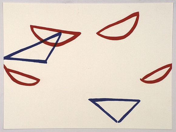 Artist: b'Rooney, Robert.' | Title: b'JCV9' | Date: 2002, April - May | Technique: b'lithograph, printed in red and blue ink' | Copyright: b'Courtesy of Tolarno Galleries'