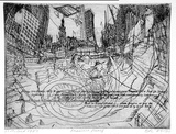 Artist: b'Rooney, Elizabeth.' | Title: b'13th October 1989, a view from Pitt and Park Streets' | Date: 1989-90 | Technique: b'etching and aquatint, printed in black ink with plate-tone, from one  zinc plate'