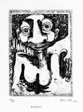 Artist: b'STONE, T.M. (Bauxhau)' | Title: b'A head' | Date: 1988 | Technique: b'aquatint, etching printed in black ink, from one  plate'