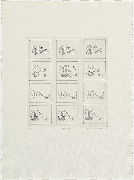 Artist: b'MADDOCK, Bea' | Title: b'Game IV' | Date: 1972 | Technique: b'photo-etching and burnishing, printed in black ink, from three zinc plates'