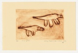 Artist: b'Napanangka Gibson, Nancy.' | Title: b'Ninu jarra' | Date: 2004 | Technique: b'drypoint etching, printed in brown ink, from one perspex plate'