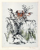 Artist: b'Sumner, Alan.' | Title: b'Old asylum wall [2]' | Date: 1945 | Technique: b'screenprint, printed in colour, from five stencils'