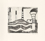 Artist: b'Bray, Vincent.' | Title: b'not titled [mining landscape]' | Date: 2001 | Technique: b'etching, printed in black ink, from one plate'