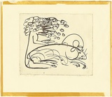 Artist: BOYD, Arthur | Title: (Lion and mouse). | Date: c.1969 | Technique: softground-etching, printed in black ink, from one plate | Copyright: Reproduced with permission of Bundanon Trust