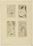 Artist: b'WALKER, Murray' | Title: b'Four studies of the model' | Date: 1966 | Technique: b'etching, printed in black ink, from four plates'