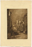Artist: TRAILL, Jessie | Title: Melbourne's pride [recto]/ Reflection of factory and horses [verso] | Date: 1914 | Technique: etchings, printed in brown and black inks, from one plate