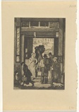 Artist: Baker, Normand H. | Title: Street seller. | Date: (1941) | Technique: etching, printed in black ink with plate-tone, from one plate