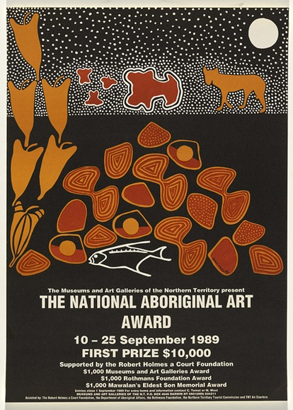 Artist: b'Foley, Fiona.' | Title: b'The National Aboriginal art award' | Date: 1989 | Technique: b'screenprint, printed in colour, from multiple stencils' | Copyright: b'\xc2\xa9 Fiona Foley'