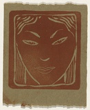 Artist: Bell, George.. | Title: (Girl's face). | Technique: linocut, printed in black ink, from one block