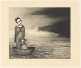 Artist: PERROW, Deborah | Title: Lily, me + the mountain | Date: 2000 | Technique: etching, printed in black ink, from one plate