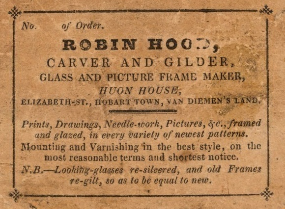 Title: Robin Hood. Picture frame makers label