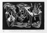 Artist: Wright, Doug. | Title: Looking back and beyond my island | Date: 1981 | Technique: linocut, printed in black ink, from one block