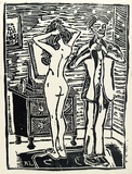 Artist: Larter, Richard. | Title: Woman and man (one of 2): from the Age of reason | Date: c.1958 | Technique: linocut, printed in black ink, from one block