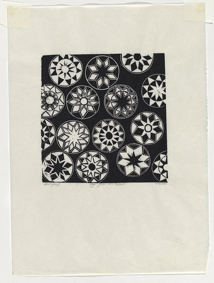 Artist: b'Head, Rachel.' | Title: b'Page from the pillow' | Technique: b'linocut, printed in black ink, from one block'