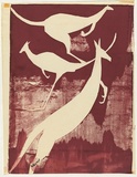 Artist: b'Russell, Elsa.' | Title: b'(Kangaroo)' | Date: c.1970 | Technique: b'screenprint, printed in purple ink, from one stencil'